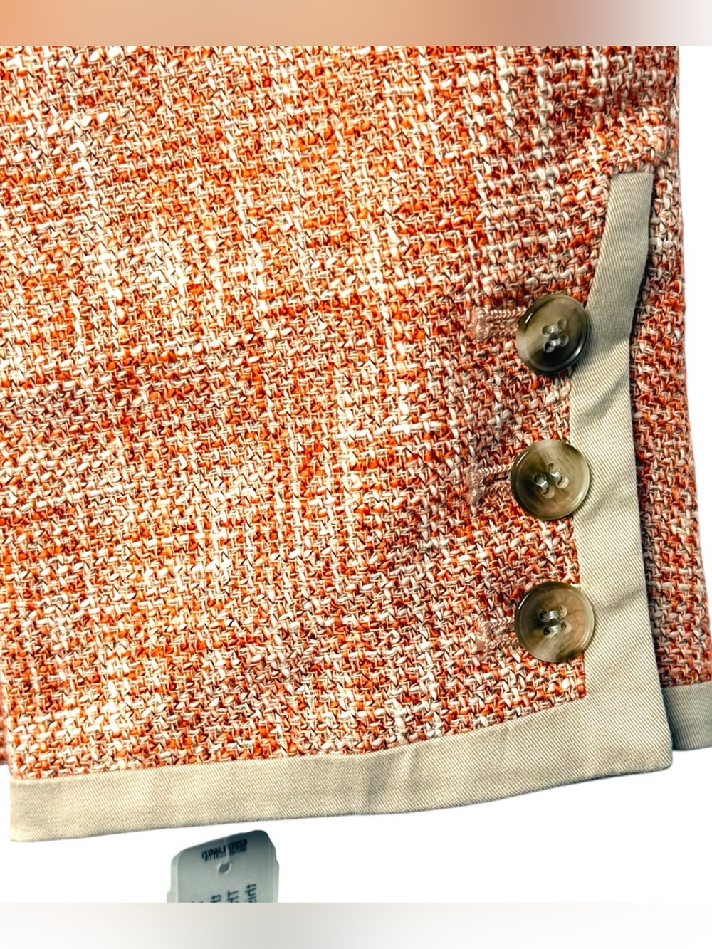 NWT Pendleton Coral Orange Tweed Blazer Jacket Size 16 Beige Trim - Picture 7 of 12
